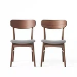 Noble House Emmeline Mcm Dark Grey/walnut Finish Fabric Dining Chair (set Of 2) Open. Price: $79.99.