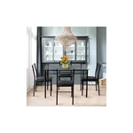 Gymax 5 Piece Dining Set Glass Top Table & 4 Upholstered Chairs Kitchen Black New. Price: $300.99.