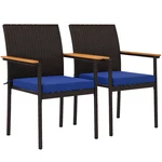 Outsunny 2 Pcs Wicker Dining Chair, Outdoor Chairs W/ Cushions, Blue New. Price: $54.99.