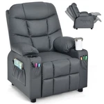Costway Kids Youth Recliner Chair Pu Leather W/cup Holders & Side Pockets Grey New. Price: $149.99.