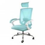 Elama Full Back Mesh Adjustable Office Chair With Headrest In Blue White New. Price: $96.59.