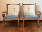 Pair Of Vintage Baker French Louis Xv Arm Chairs- Custom Made For Liberty Bank Used. Price: $700.00.