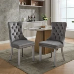 Set Of 2 Tufted Velvet Upholstered Dining Chairs With Solid Wood Frame & Legs New. Price: $199.99.
