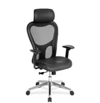 Lorell High-back Executive Chair, 25"W X23-5/8"D 53"H, Black Leather Seat/mesh New. Price: $320.00.