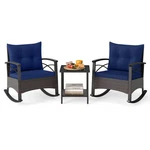 3 Piece Rocking Bistro Set Pe Rattan Rocker Chairs With Acacia Wood Top New. Price: $235.56.