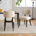 Mid-century Modern Upholstered Dining Chairs, Set Of 2, Espresso Rubberwood Legs New. Price: $244.99.