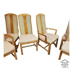Set Of (6) Mcm Universal Furniture Cane + Burl Splat Back Dining Chairs Used. Price: $955.20.