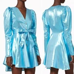Rotate Birger Christensen Emma Belted Mini Cocktail Dress Club Metallic Blue US2 Pre-owned. Price: $99.99.