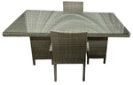 Abbyson Frankfurt Glass Top 2-CHAIR Dining Set, All-weather Grey Resin Wicker New. Price: $800.00.