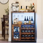 Garveehome 3-TIER Wine Bar Cabinet 1 Pcs-with Led Light, Rustic Brown New. Price: $167.99.
