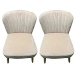 2 Pink Armless Accent Chairs Velvet Leisure Upholstered Living Room Office Style Open. Price: $170.00.