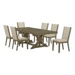 Best Quality Furniture 7 Piece Extendable Dining Set Light Ash Brown Wood New. Price: $1909.28.
