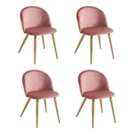 Pemberly Row Set Of 4 Rose Velvet Dining Chairs With Oak Finish Metal Legs New. Price: $288.65.