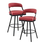 Pemberly Row Metal & Faux Leather Set Of 2 Swivel Pub Height Chair In Red New. Price: $247.04.