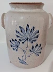 Vintage Italian Pottery Crock Blue Speckled Floral Ethan Allen RN48864 Farmhouse Used. Price: $50.00.