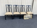 65676 Set Of 4 Ethan Allen Dining Chairs, Chippendale Style, Black Finish Used. Price: $675.00.