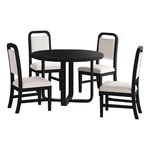 Woodridge 5PC Dining Set Black With Grain Round Table And Four White Chairs New. Price: $1282.19.