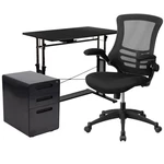Flash Furniture 3 Piece Work From Home Office Desk Set In Black New. Price: $673.37.