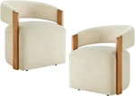 Set Of 2 Modern Sand Upholstered Dining Chairs With Casters New. Price: $749.99.
