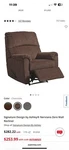 Signature Design By Ashley Nerviano Zero Wall Recliner Chocolate Used. Price: $150.00.