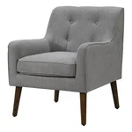 Benjara Kina 28" Accent Chair- Light Gray Fabric- Button Tufted- Angled Legs New. Price: $194.99.