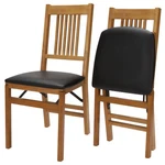 Meco Stakmore Wood Black Vinyl Upholstered Seat Folding CHAIR(2 Pack) (open Box). Price: $141.17.