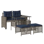Patio Sofa Set With Cushions 4 Piece Poly Rattan Glass Brown/gray/black Vidaxl New. Price: $237.99.