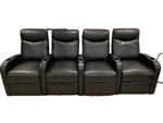 Octane Home Theater Seating Black Recliners W/ Cup Holder, Row Of 4 Used. Price: $400.00.