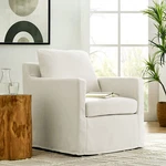 Serene Fabric Slipcovered Swivel Armchair In Salt New. Price: $495.75.