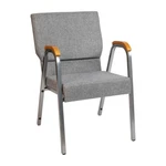 Flash Hercules 21"W Stacking Wood Accent Arm Church Chair, Gray Fabric New. Price: $129.99.