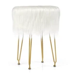 Costway Faux Vanity Chair Makeup Stool Furry Padded Seat Round Ottoman White New. Price: $44.99.