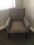 Ofm Essentials Collection Fabric Executive Guest Chair With Arms And Wooden Legs Used. Price: $50.00.