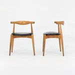 2006 Wegner CH20 Elbow Chair For Carl Hansen & Son In Oak W/ Leather Seats Used. Price: $850.00.