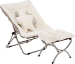 Welnow Comfy Saucer Chair With Ottoman, Oversized Folding Reading Set, Beige New. Price: $150.11.