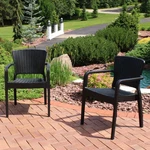 Segonia Plastic Stackable Dining Armchair - Black Set Of 4 By Sunnydaze New. Price: $399.00.
