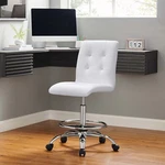 Modway Prim Armless Vegan Leather Tufted Drafting Chair Silver White New. Price: $154.45.
