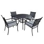 Garden Elements Outdoor 5-PIECE Steel Patio Set, Table And 4 Chairs, Black New. Price: $619.98.