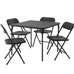 Mainstays 5 Piece Resin Card Folding Table And 4 Chairs Set Black Indoor Outdoor New. Price: $73.99.