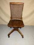 Vintage Caned Back Oak Wood Office, Bankers Rolling Swivel Chair - Nice!! Used. Price: $139.00.