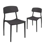 Canglong Slat Back Pp Plastic Dining Chairs, Set Of 2, Black Open. Price: $180.08.