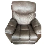La-z-boy Brown Leather Recliner Chair, Usb Port, Adjustable, Dark Wood Frame Used. Price: $400.00.