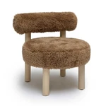 Carmel Dark Taupe Vegan Shearling Upholstered Accent Chair With Wooden Legs New. Price: $367.57.