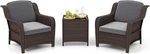3 Pieces Outdoor Furniture Set, Patiojoy Pe Rattan Wicker Chairs With Cush New. Price: $359.99.