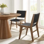Saoirse Wood Dining Side Chair - Set Of 2 Woven Rope Seating Walnutt Black New. Price: $349.75.