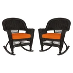 Jeco Rocker Wicker Chair In Espresso With Orange Cushion (set Of 2) New. Price: $375.99.