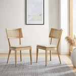 Modway Caledonia Fabric Upholstered Wood Dining Chair Set Of 2 Gray Beige New. Price: $293.00.