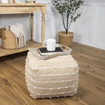 Northlight 14" Beige Woven Cotton Round Pouf With Fringe New. Price: $88.19.