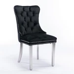 Set Of 2 High-end Tufted Velvet Upholstered Dining Chairs With Chrome Steel Legs New. Price: $156.40.