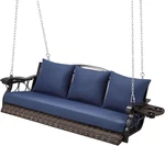 Zzw 3-PERSON Wicker Porch Swing Chair Heavy Duty 900 Lbs Outdoor Rattan Patio New. Price: $181.08.
