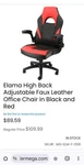 Elama High Back Adjustable Faux Leather Office Chair In Black And Red New. Price: $109.99.